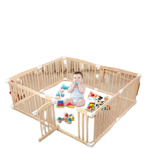 Corralito Grande de Madera Maciza para Bebés con Puerta de Seguridad, Plegable, para Niños Pequeños, Valla Interior - Product Image 1