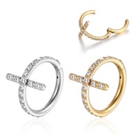 Cincin Hidung Salib Punk Unisex Laris Manis dengan Zirkon Baja Anti Karat Perhiasan Tahan Luntur Seri Marvel Grosir