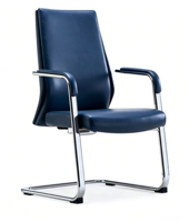 Chaise de bureau exécutive moderne en cuir véritable à dossier moyen, avec structure en aluminium, conçue pour offrir un confort optimal LS P-5156-C pour les bureaux