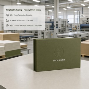 Boîte cadeau vert olive à trois compartiments, impression personnalisée, fermeture magnétique rigide, pliable, vente en gros, directement de l'usine, emballage plat - Product Image 3