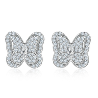 Petits Huggies en Argent Sterling 925 avec Papillon et Zircone Cubique, Tendance