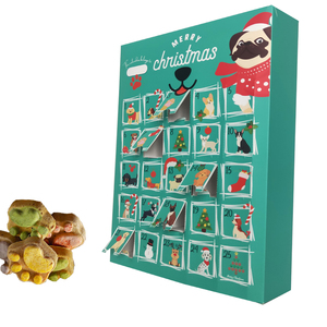 Scatole Calendario dell'Avvento <span class=keywords><strong>per</strong></span> Cani in PET Riciclato, Goffrate e Laminate Opache, con Snack <span class=keywords><strong>per</strong></span> Cuccioli, Natale 2023, Consegna in 25 Giorni - Product Image 1
