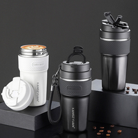 Nouveaux Modèles 2025 Mugs à Café Portables avec Pailles Les Plus Vendus, Lavables au Lave-Vaisselle, Mugs Isothermes Créatifs pour Fêtes et Boissons