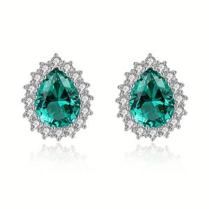 Juego de Joyería Nupcial de Plata con Circonita en Forma de Pera de 6*8mm, con Aretes y Collar, Chapado en Rodio, Regalo de Compromiso para Boda - Product Image 6