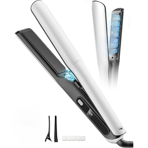 Professional 2-in-1 Titanium <strong>Hair</strong> <strong>Straightener</strong> Curler Beach Waver Combo Cool Air Fan Technology <strong>for</strong> Women <strong>Thick</strong> Curly <strong>Hair</strong> - Product Image 1