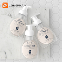 PET 250ml plástico líquido lavavajillas espuma líquida Mousse botella cosmética cuidado de la piel serigrafía transparente tapón de rosca Longway