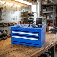 Boîte à outils portable multifonctionnelle mini avec 2 tiroirs et couvercle rabattable, en acier laminé à froid, certifiée ISO9001 BSCI, marque JUNMAO