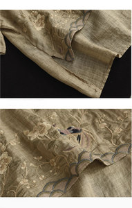 <span class=keywords><strong>T</strong></span>-<span class=keywords><strong>shirt</strong></span> Estiva da <span class=keywords><strong>Donna</strong></span> a Maniche Corte in Cotone <span class=keywords><strong>Lino</strong></span> Traspirante con Stampa Ricamo Industriale Pesante Vestibilità Regolare Stile Vintage - Product Image 5