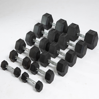 Ensemble d'haltères hexagonales en caoutchouc de haute qualité pour l'entraînement de force en salle de sport, vente en gros