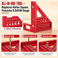Règle carrée de menuiserie 3D à 90 degrés en alliage d'aluminium, outil de traçage multi-angles avec trous |   Rouge Bleu |   Options Métriques et Impériales