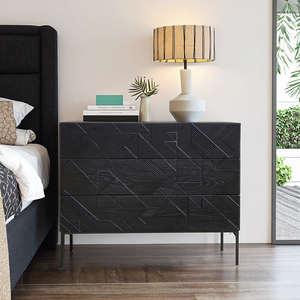 Mesita de Noche Modular de Madera Maciza Multifuncional Moderna y Minimalista de la Colección Jinshan <span class=keywords><strong>Carmen</strong></span>, 2 Cajones y 2 Estantes para Sala de Estar - Product Image 3