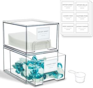Clear Stackable 4 Pack Laundry Pods Container Dryer Sheet Dispenser Drawers Holder for Laundry Room Organizing - Product Image 1