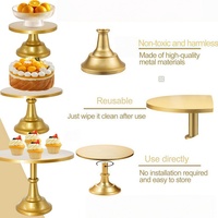 Ensemble de 3 supports à gâteaux en métal, présentoir à cupcakes, plateau de service pour la décoration de fêtes et de vacances