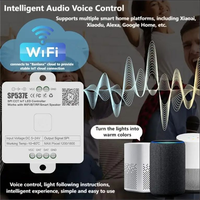 Контроллер светодиодной ленты SP537E CCT SPI IC LED WiFi с поддержкой голосового управления Alexa и Google, для умного дома, с функцией диммирования, Bluetooth, FCOB, пиксельный, соответствует стандартам CE/RoHS/FCC