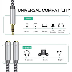 <span class=keywords><strong>Casque</strong></span> d'écoute <span class=keywords><strong>Hifi</strong></span> 3.5MM en métal plaqué or Extension de répartiteur Y Audio 1 mâle 3.5MM à 2 double câble femelle 3.5MM - Product Image 6