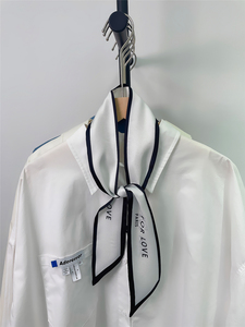 Sciarpa della borsa della sciarpa dei capelli di <span class=keywords><strong>seta</strong></span> imitata Designer classico bianco e <span class=keywords><strong>nero</strong></span> multiuso - Product Image 4