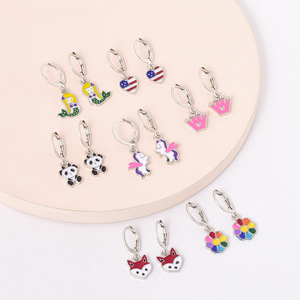 Juego de pendientes de aleación para niños con dijes de animales de diamantes de imitación, regalo de joyería para niños - Product Image 4