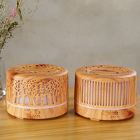 Diffuseur d'huiles essentielles en bois à brume froide, humidificateur portable, purificateur d'air, veilleuse silencieuse, contrôle par application, utilisation hôtelière, LED 7 couleurs