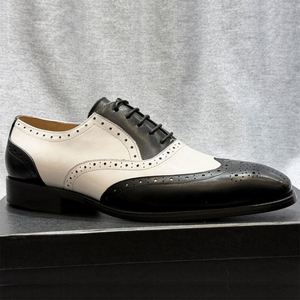 Spring Autumn 2025 New Style European Men's Brogue Business Casual Leather <b>Shoes</b> Pointed Toe Laces Pure Black <b>Height</b> <b>Increasing</b> - Product Image 3