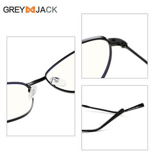 Lunettes d'ordinateur anti-lumière bleue Greyjack unisexe, monture en acier inoxydable noir, verres transparents, protection AC, été 2025 G040 - Product Image 5