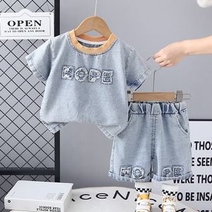 Ropa de Algodón para Niños, Camiseta Informal de Mezclilla para <span class=keywords><strong>Niño</strong></span>, Conjunto de 2 Piezas, Traje Deportivo para Bebé de 0 a <span class=keywords><strong>5</strong></span> <span class=keywords><strong>Años</strong></span> - Product Image 1
