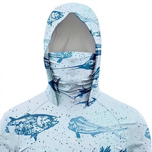 Custom Logo Performance Fishing Hoodie Integrated <b>Face</b> <b>Mask</b> UPF 50+ Sun Protection Shirt OEM Supplier - Product Image 3
