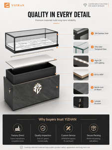 <strong>Black</strong> Luxury Custom LED Lit Waterproof Eco-Friendly Jewelry <strong>Display</strong> Counter Wall <strong>Cabinet</strong> with Glass Back for Retail Stores - Product Image 4