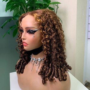 Perruque à fermeture en dentelle 5x5 haute densité 300% Super Double Drawn Pixie Curly 14, 16, 18 pouces SDD en cheveux humains pour femmes noires - Product Image 5