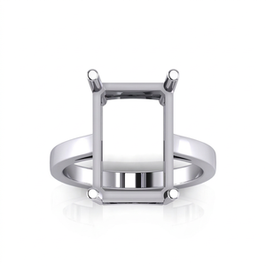 Solid 925 Sterling Silver <b>Blank</b> Rectangle Prong 10X8MM Setting Semi Mount Stone Setting <b>Ring</b> Custom Jewelry Manufacturers - Product Image 1