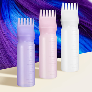 Bouteille de teinture capillaire en plastique à dents intégrées 180 ml 6 oz, flacon applicateur d'huile capillaire avec peigne - Product Image 5