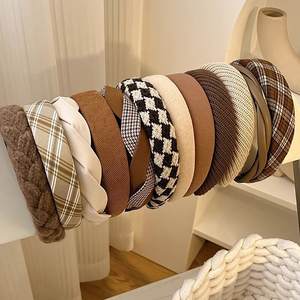 JIOMAY Pita Rambut Kain Warna Cokelat Gaya Retro Eropa Amerika untuk Wanita, Ikat Kepala Kepang Simpul, Diadema Tebal - Product Image 4