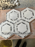 Mosaïque de marbre beige et blanc élégante de haute qualité, forme hexagonale longue, pour mur, sol, crédence, salon, chambre, cuisine