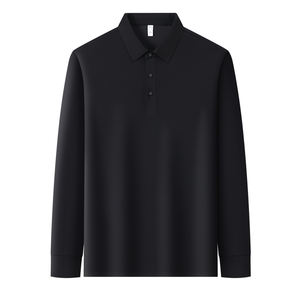 Customized logo Autumn and winter men's casual long-sleeved polo shirt new <b>wool</b> stretch T-shirt fashion warm 2025 popular - Product Image 3