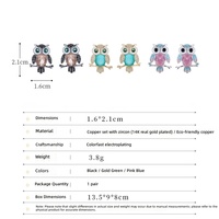 Boucles d'oreilles clous hibou en zircon au design original pour femme, style animal, mini, mignonnes, bijoux