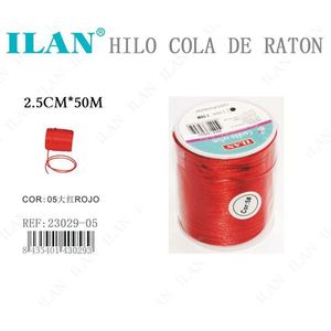 ด้ายเย็บผ้า ILAN แบบหางหนู ขนาด 2.5 ซม. x 50 ม. สีแดง สำหรับงานฝีมือ - Product Image 1