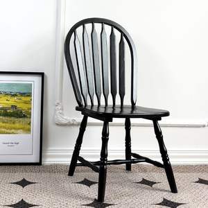 Silla Windsor con Respaldo de Madera Maciza Color Nogal, Silla de Comedor Minimalista para Hogar, Restaurante o Cafetería - Product Image 4