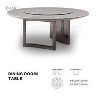 Mobilier moderne italien nordique Table ronde dessus en marbre Table à manger en marbre italien ensemble de table de cuisine 4 chaises