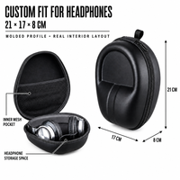 Casing Headphone Cangkang Keras Luar Ruangan untuk Perjalanan, Tas Penyimpanan Ritsleting EVA, Tahan Air, Tahan Guncangan untuk Headset Nirkabel, Casing Portabel