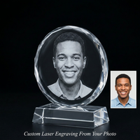 Trophée Rond Personnalisable en Cristal Thème Ange Impression UV Bords Polis Coupés pour Cadeau Souvenir d'Entreprise Décoratif