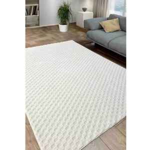 Embossed Grid Pattern Shaggy Rug High-Pile Non-Slip Plush Carpet with for Living Room Bedroom Washable OEM Supplier - Product Image 1