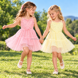 Fabricant de robes de yoga personnalisées pour filles, bretelles spaghetti, volants en forme de cœur, jupe tutu à paillettes, approvisionnement direct OEM - Product Image 4