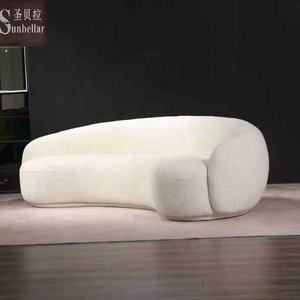 Canapé en forme de demi-lune, canapé incurvé en velours <span class=keywords><strong>orange</strong></span> avec base en acier inoxydable doré, canapé moderne pour salon et chambre à coucher - Product Image 6