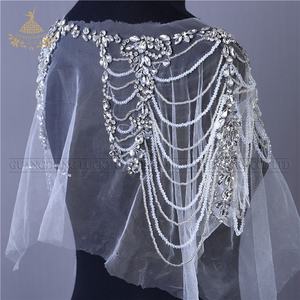 DRA-164 Handmade Sew-On Motiv Strass Ausschnitt Hang Fransen <span class=keywords><strong>Applique</strong></span> für Abendkleid - Product Image 2