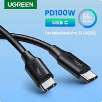 Cable de Carga Rápida USB C a USB C UGREEN US562 PD100W 5A, Cable con Carcasa de TPE Tipo C de 5A para iPhone y MacBook, Cable de Material de PVC Negro