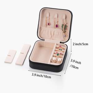 Caja de Almacenamiento de Joyas Personalizada de Lujo, Organizador con Logotipo, Estuches Pequeños de Cuero PU, Portátiles para Viaje, para Anillos, Collares, Aretes - Product Image 2