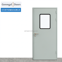 Porte intérieure battante pré-montée en acier avec verre isolant et isolation phonique, surface finie pour écoles et hôpitaux