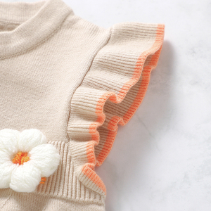 มาใหม่ mimixiong OEKO Tex ถักน่ารักดอกไม้ทําด้วยมือเด็กผู้หญิงเสื้อกันหนาวชุดเสื้อผ้าเด็กชุดเสื้อผ้า - Product Image 5