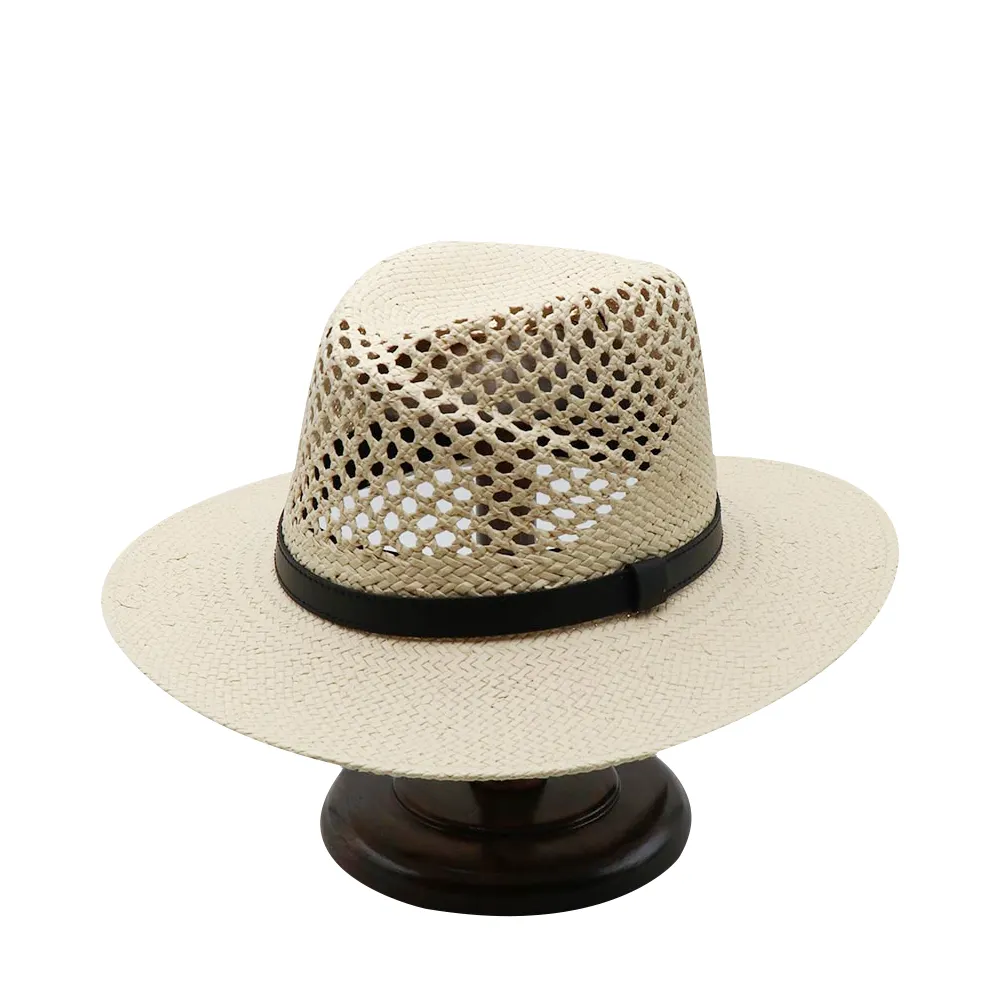 قبعة صيفية مخصصة من القش مزينة بشرائط قبعة شاطئ بوهيمية قبعة رعاة البقر قبعات بحواف واسعة من القش للشاطئ للنساء