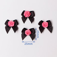 Yüksek kaliteli el yapımı katı renk gül çiçek şekli şerit yaylar kumaş dekorasyon özel mini polka dot saten kurdele yaylar