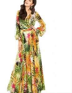 Nuovi abiti da donna manica lunga <span class=keywords><strong>stampa</strong></span> a sbuffo floreale <span class=keywords><strong>tropicale</strong></span> Sexy Maxi abito da donna abiti Casual da donna - Product Image 4